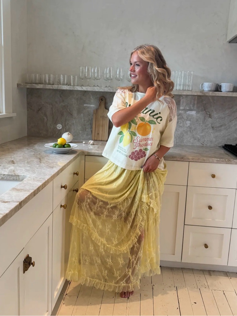 NEW! Yellow Lace Tiered Maxi Skirt - Women's Summer Skirt